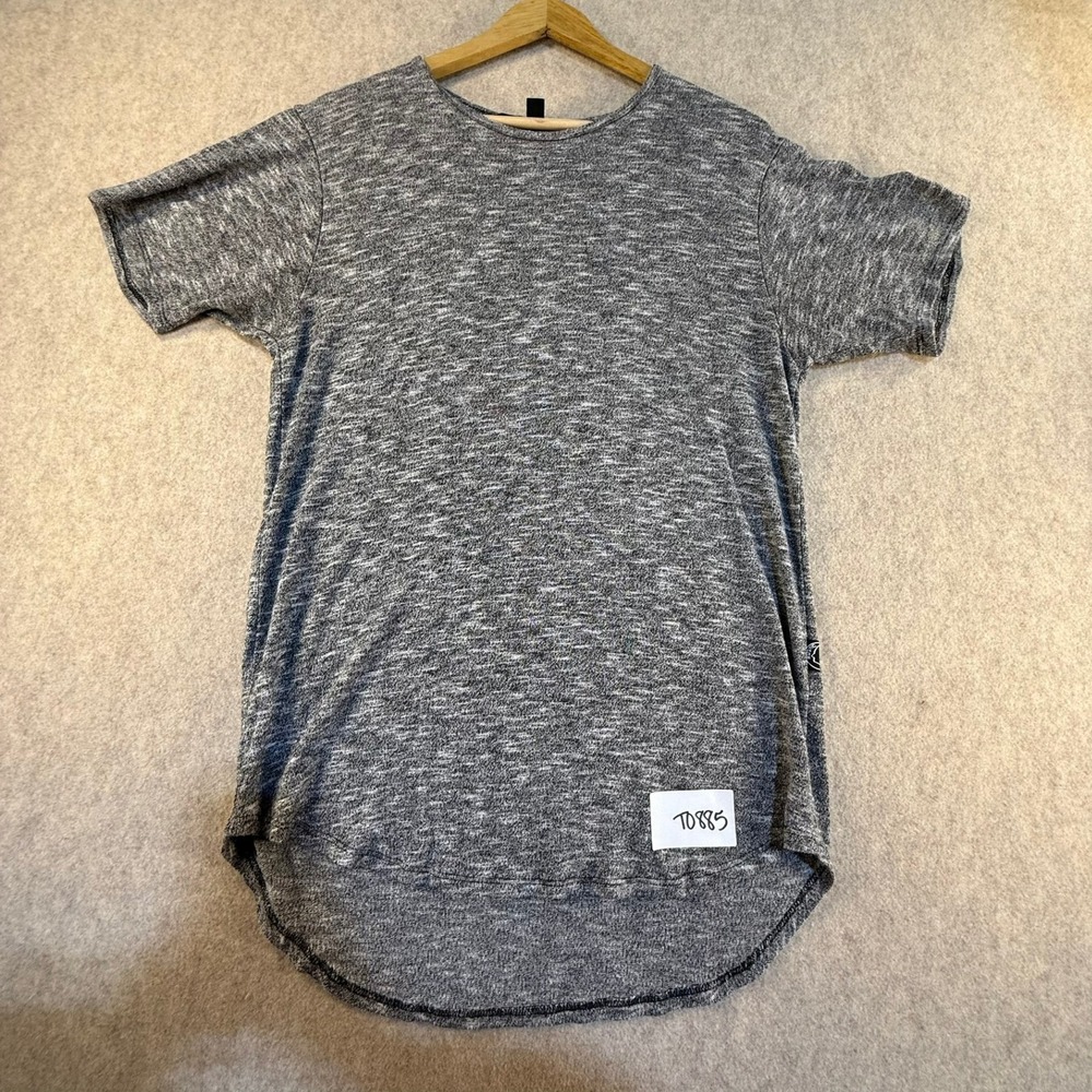 Rustic Dime Mens Small Grey Space Dye Curved Hem Short Sleeve T-Shirt Streetwear
